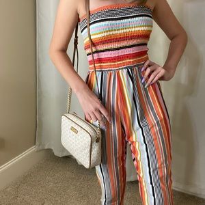 multicolor sleeveless jumpsuit